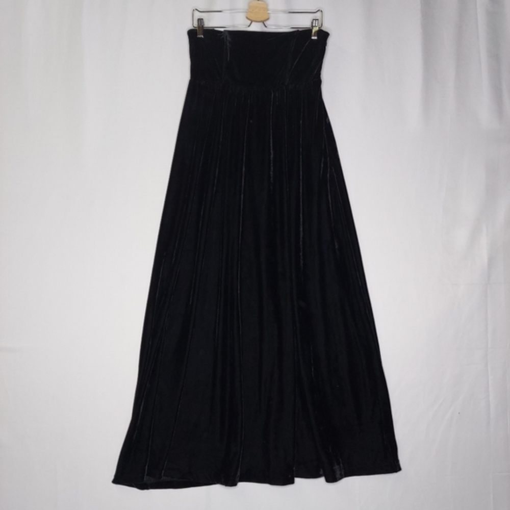 Limited Edition Vtg Strapless Velvet Maxi Dress 6 Black Stretch Prom Romantic